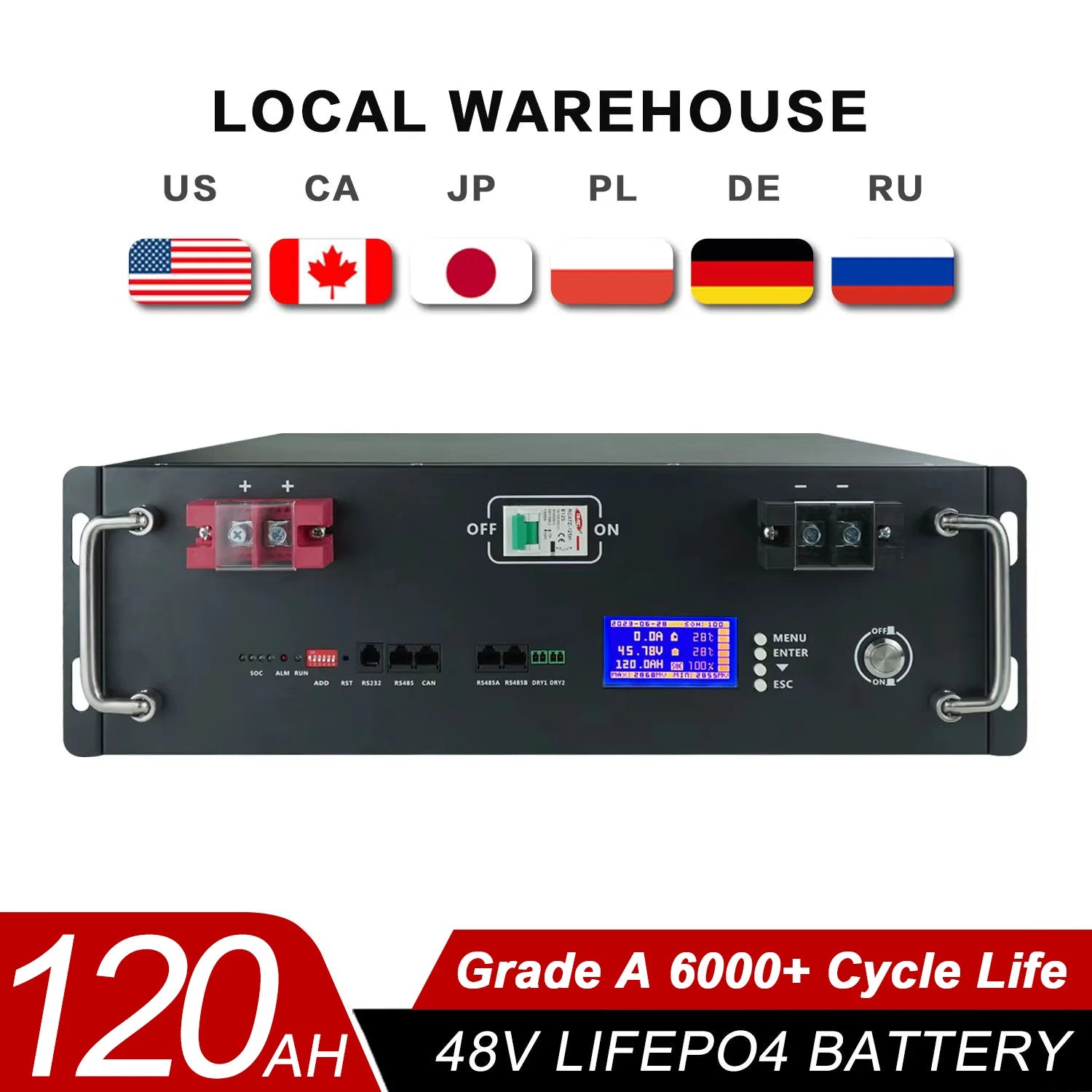 New 12V 24V 48V 100Ah 120Ah 200Ah 300Ah 400Ah LiFePO4 Battery Built-in BMS Rechargeable Battery for Inverter Solar RV No Tax