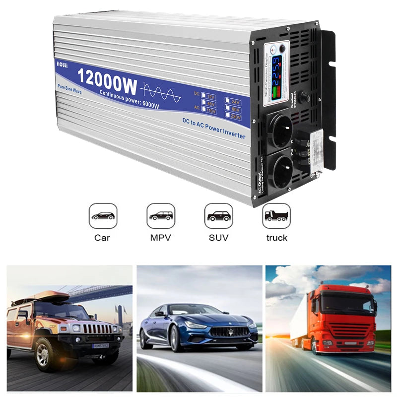 Inverter 12V 24V 48V To AC 220V 230V Pure Sinus Wave Power Converter 6000W 8000W 12000W Inverters Solar Car Voltage Transformer