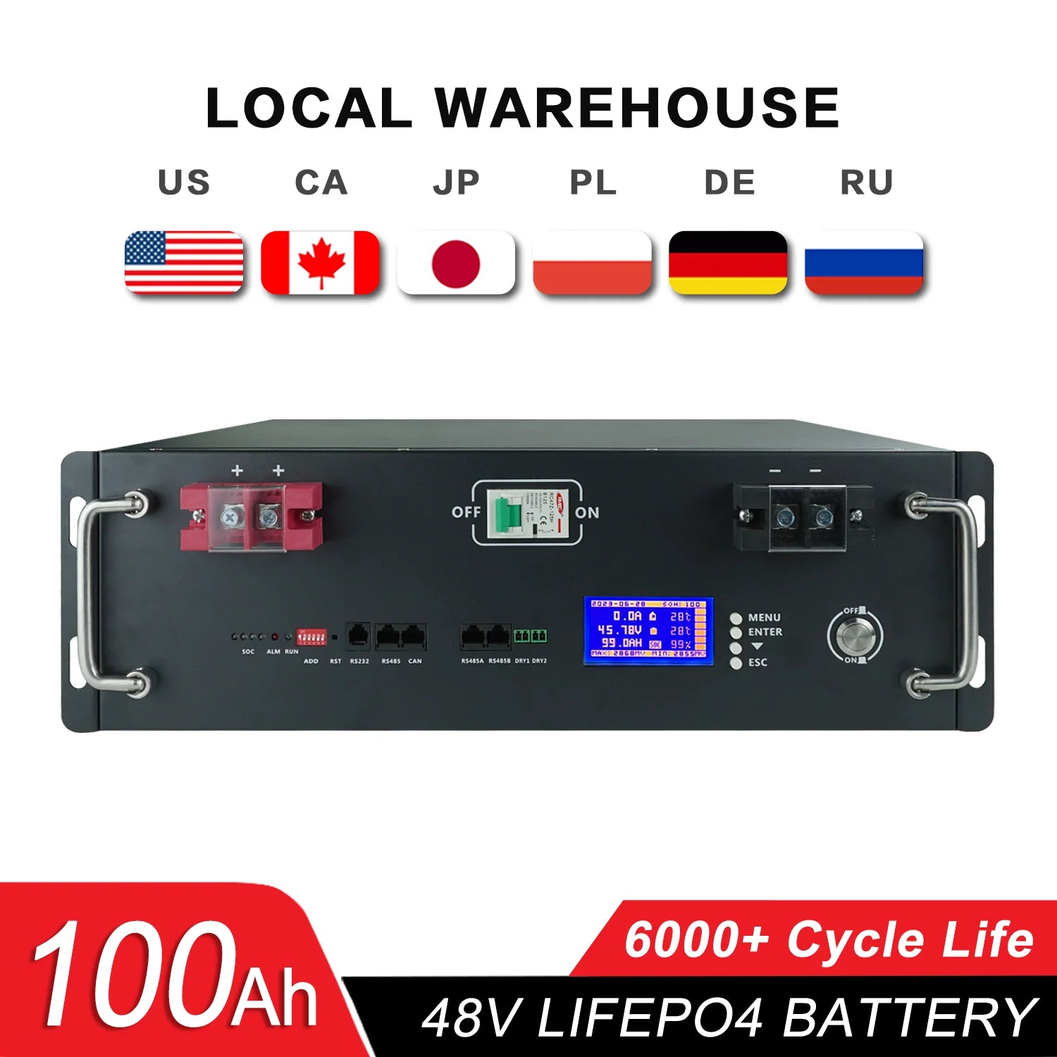 New 12V 24V 48V 100Ah 120Ah 200Ah 300Ah 400Ah LiFePO4 Battery Built-in BMS Rechargeable Battery for Inverter Solar RV No Tax