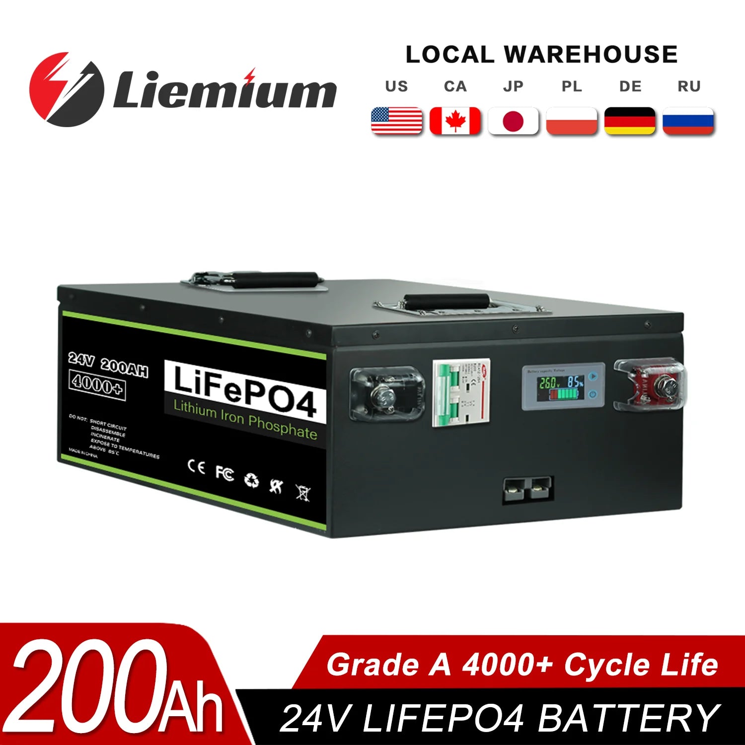 New 12V 24V 48V 100Ah 120Ah 200Ah 300Ah 400Ah LiFePO4 Battery Built-in BMS Rechargeable Battery for Inverter Solar RV No Tax
