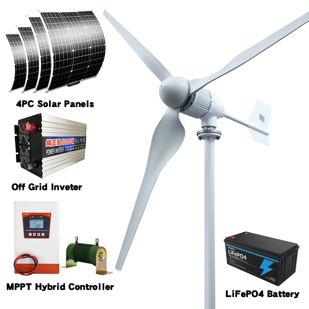 8000W Horizontal Wind Turbine With More Powerful Free Electricity Low Speed And Low Noise For Small Household Farms