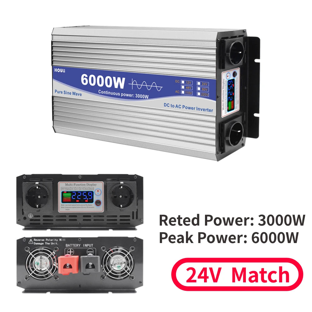 Inverter 12V 24V 48V To AC 220V 230V Pure Sinus Wave Power Converter 6000W 8000W 12000W Inverters Solar Car Voltage Transformer