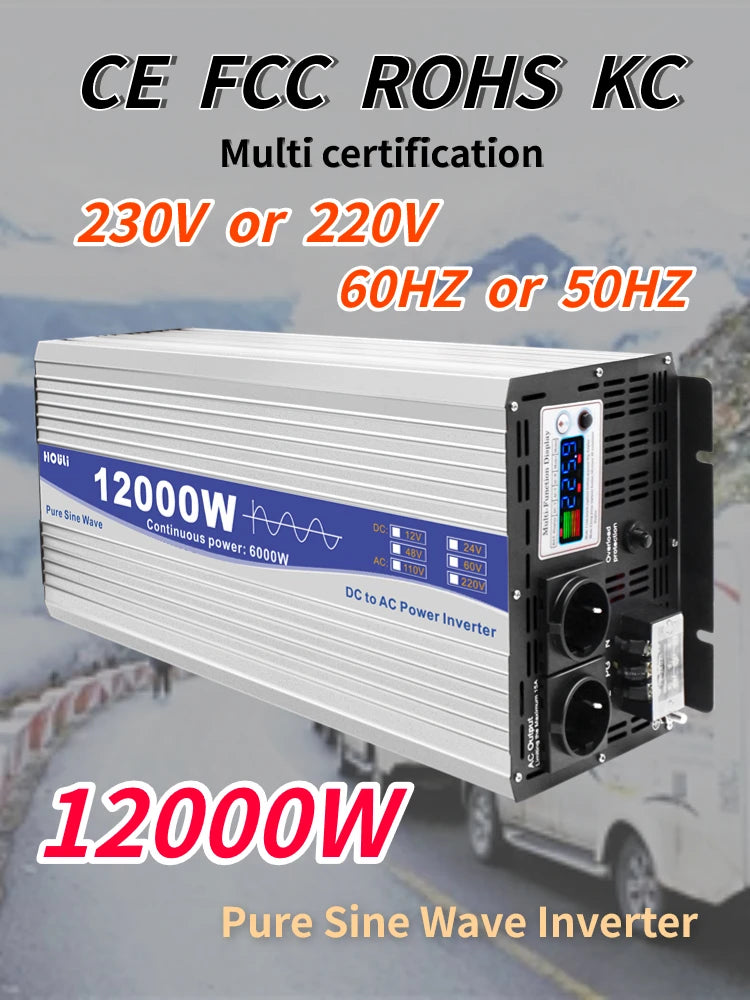 Inverter 12V 24V 48V To AC 220V 230V Pure Sinus Wave Power Converter 6000W 8000W 12000W Inverters Solar Car Voltage Transformer