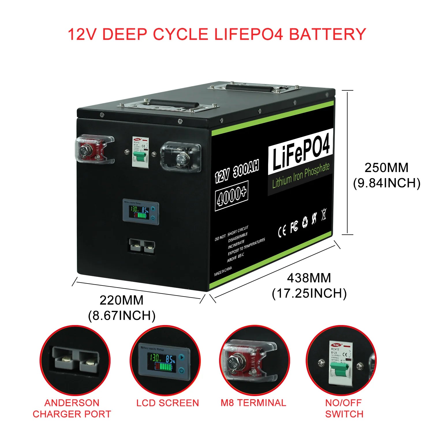 New 12V 24V 48V 100Ah 120Ah 200Ah 300Ah 400Ah LiFePO4 Battery Built-in BMS Rechargeable Battery for Inverter Solar RV No Tax