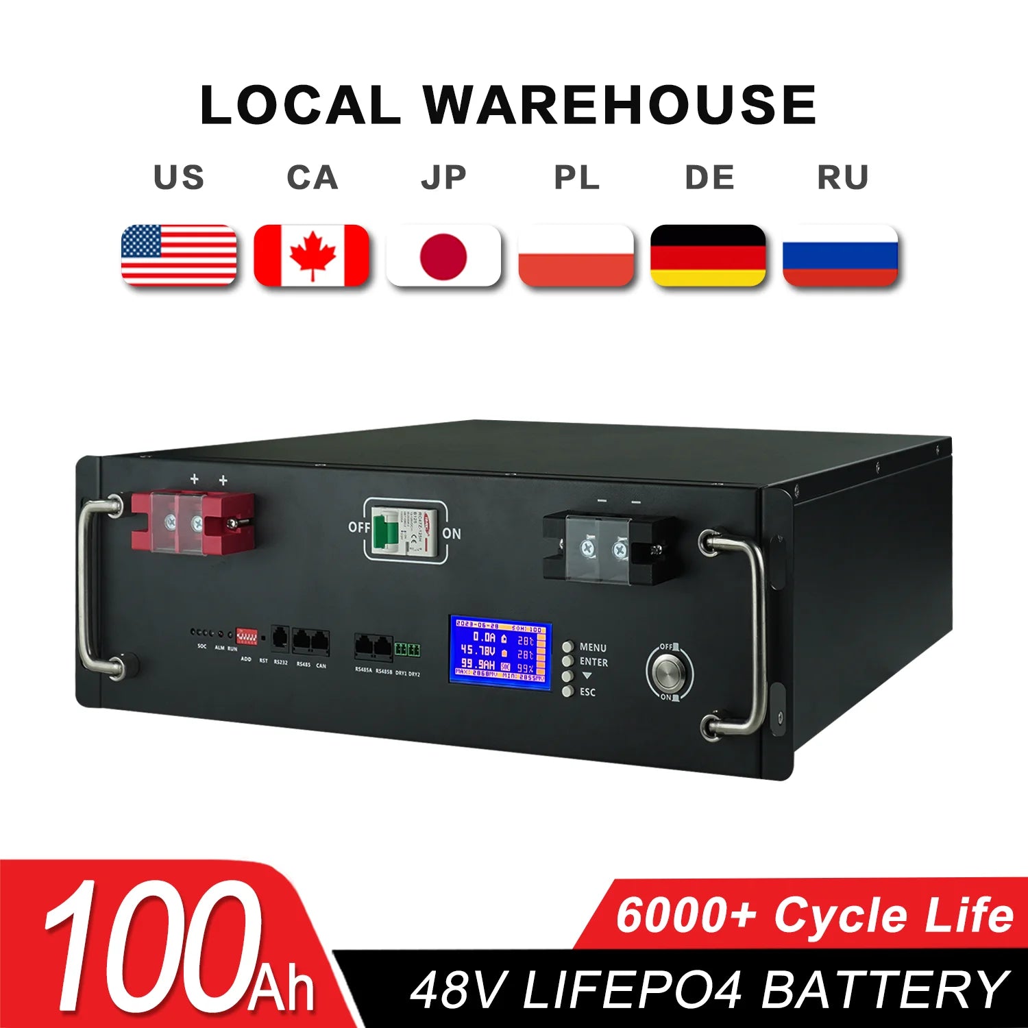 New 12V 24V 48V 100Ah 120Ah 200Ah 300Ah 400Ah LiFePO4 Battery Built-in BMS Rechargeable Battery for Inverter Solar RV No Tax