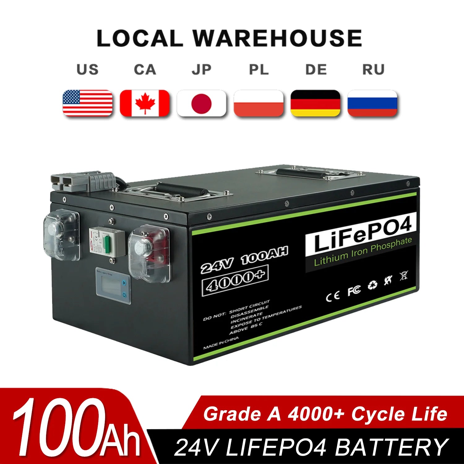 New 12V 24V 48V 100Ah 120Ah 200Ah 300Ah 400Ah LiFePO4 Battery Built-in BMS Rechargeable Battery for Inverter Solar RV No Tax
