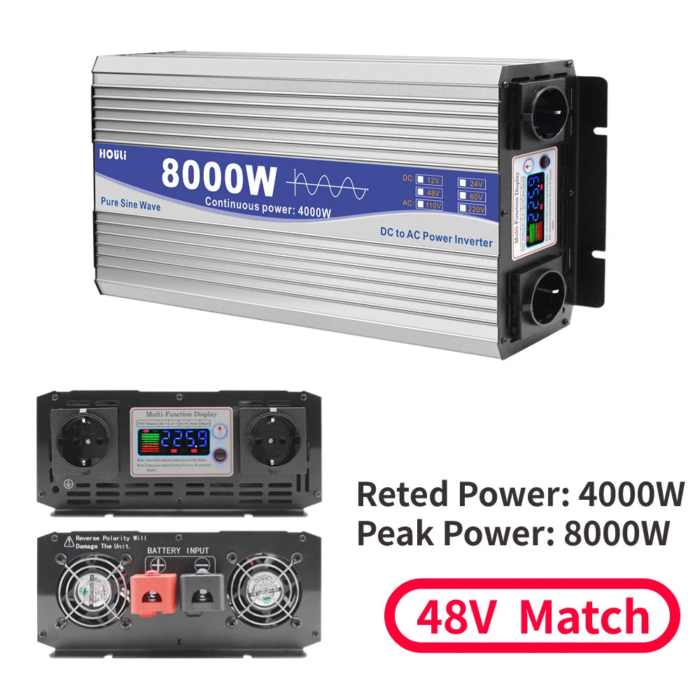 Inverter 12V 24V 48V To AC 220V 230V Pure Sinus Wave Power Converter 6000W 8000W 12000W Inverters Solar Car Voltage Transformer