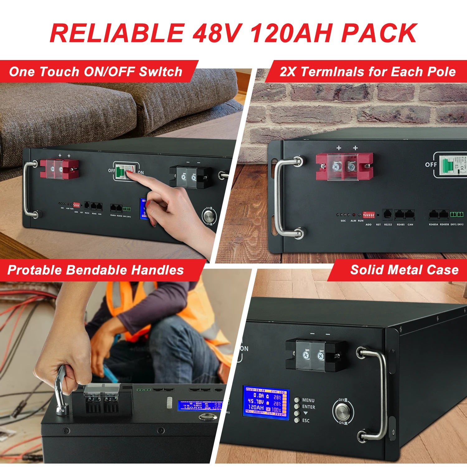 New 12V 24V 48V 100Ah 120Ah 200Ah 300Ah 400Ah LiFePO4 Battery Built-in BMS Rechargeable Battery for Inverter Solar RV No Tax