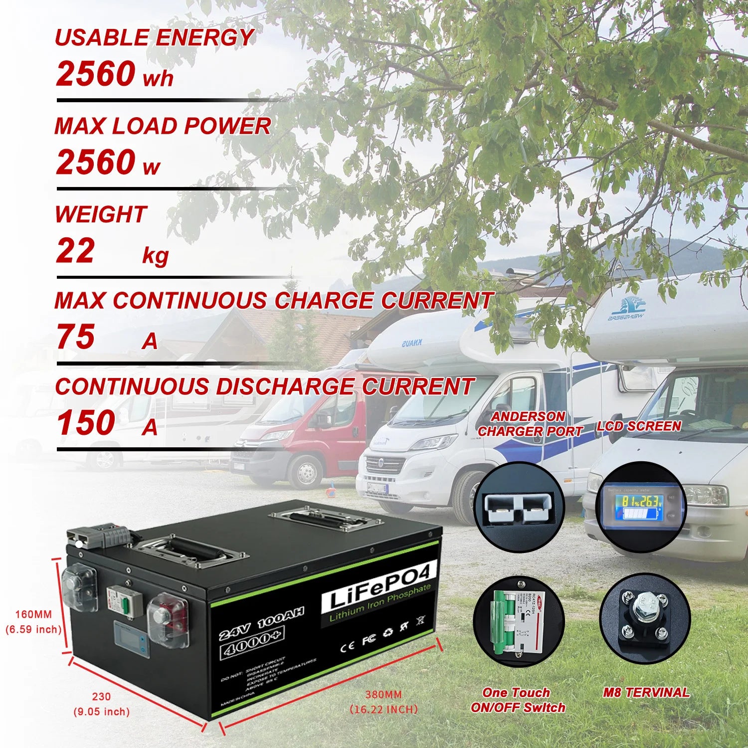 New 12V 24V 48V 100Ah 120Ah 200Ah 300Ah 400Ah LiFePO4 Battery Built-in BMS Rechargeable Battery for Inverter Solar RV No Tax