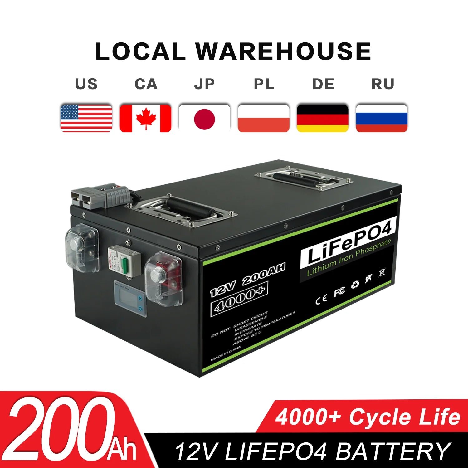 New 12V 24V 48V 100Ah 120Ah 200Ah 300Ah 400Ah LiFePO4 Battery Built-in BMS Rechargeable Battery for Inverter Solar RV No Tax