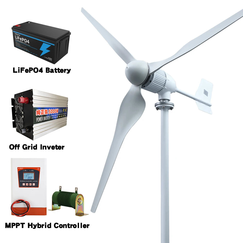 8000W Horizontal Wind Turbine With More Powerful Free Electricity Low Speed And Low Noise For Small Household Farms
