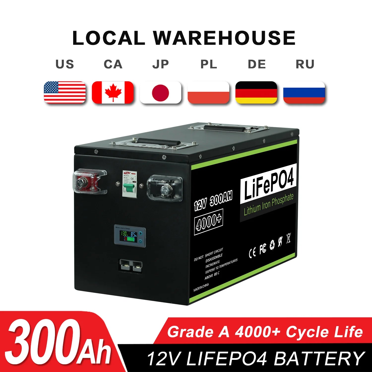 New 12V 24V 48V 100Ah 120Ah 200Ah 300Ah 400Ah LiFePO4 Battery Built-in BMS Rechargeable Battery for Inverter Solar RV No Tax