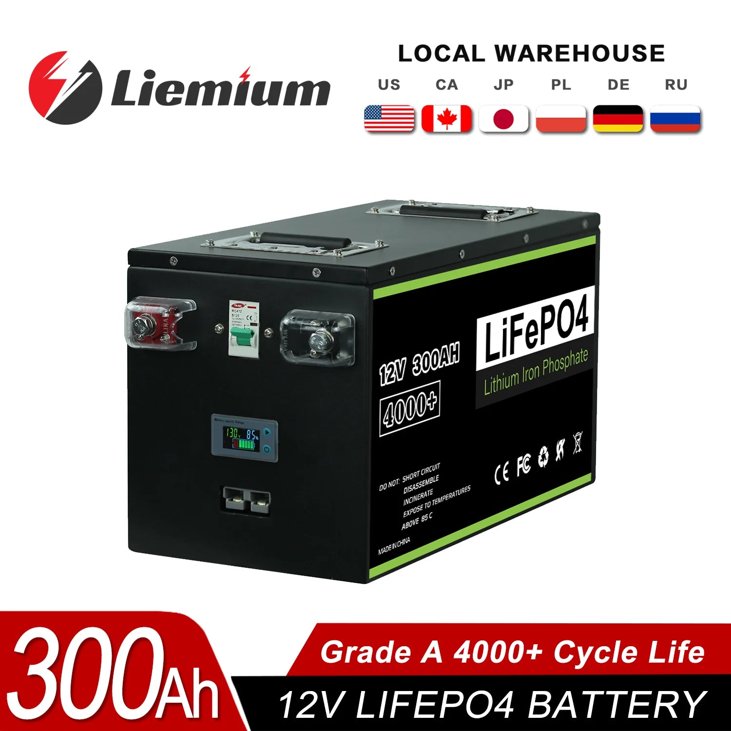 New 12V 24V 48V 100Ah 120Ah 200Ah 300Ah 400Ah LiFePO4 Battery Built-in BMS Rechargeable Battery for Inverter Solar RV No Tax