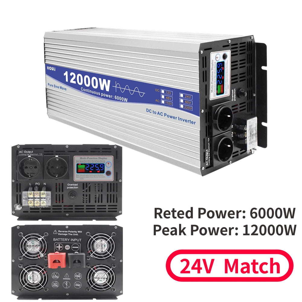 Inverter 12V 24V 48V To AC 220V 230V Pure Sinus Wave Power Converter 6000W 8000W 12000W Inverters Solar Car Voltage Transformer