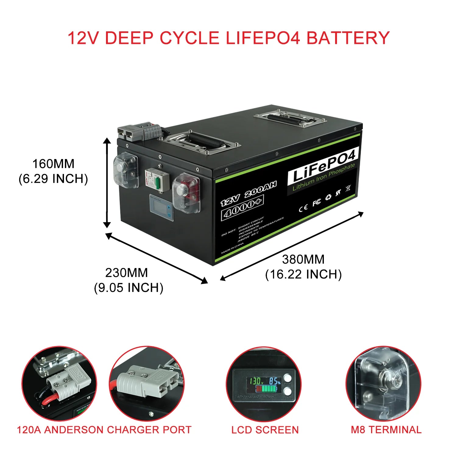 New 12V 24V 48V 100Ah 120Ah 200Ah 300Ah 400Ah LiFePO4 Battery Built-in BMS Rechargeable Battery for Inverter Solar RV No Tax
